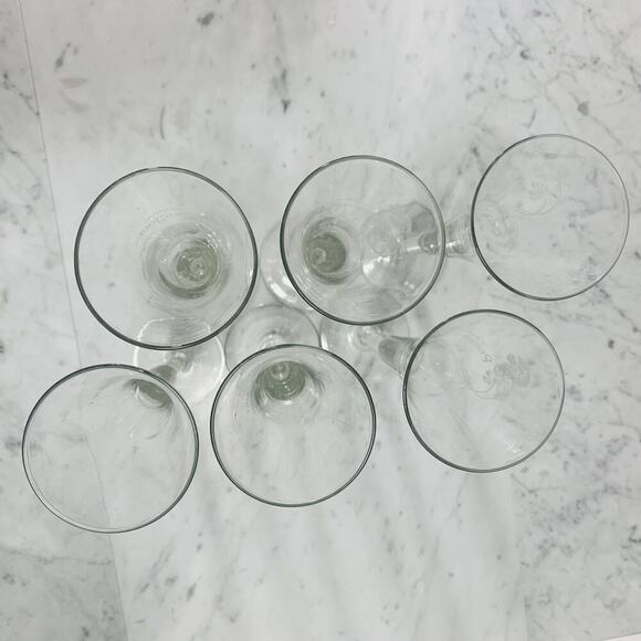 PERRIER JOUET (6) Champagne Flutes 9-3/4" White Floral Trumpet Etched VTG NIB - Picture 11 of 12